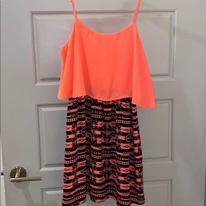 Coral and Navy Aztec Dress